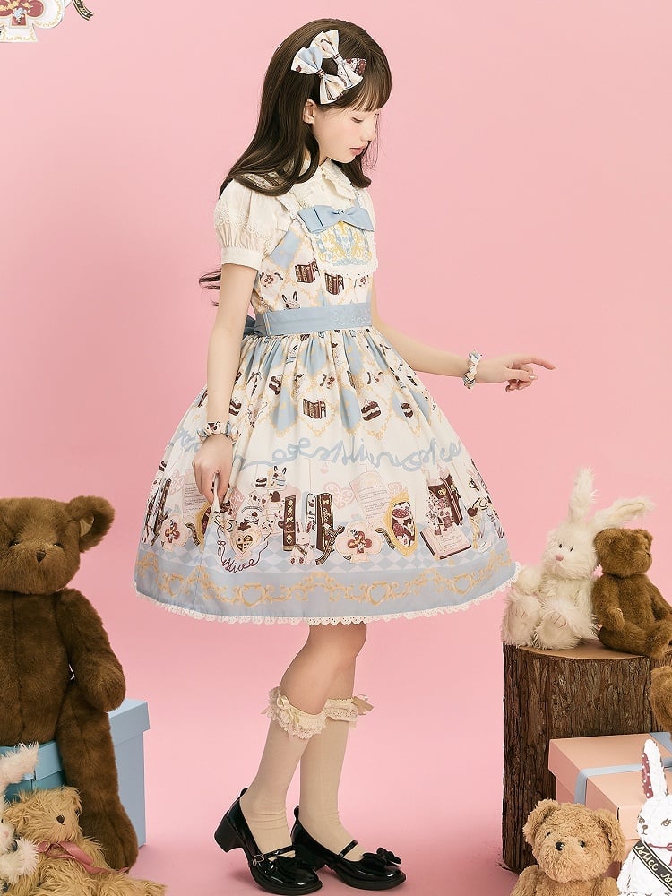 Robe Lolita taille haute à imprimé lapin Alice au pays des merveilles