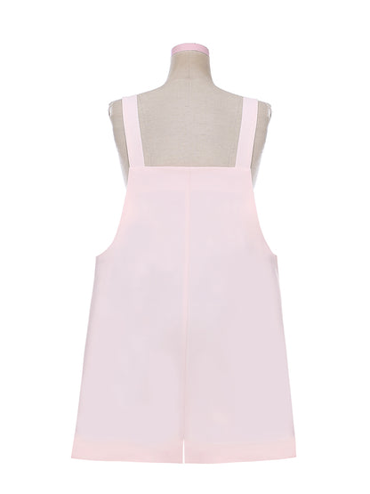 Adorable Piggy Pattern Bubble Shorts Overalls Pink