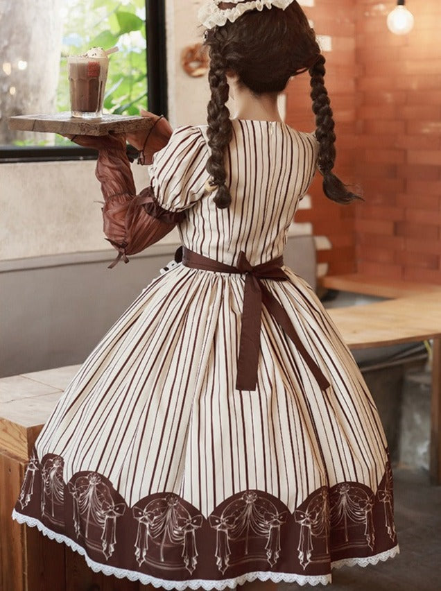 leg brown ribbon tea Afternoon apron warmers dress