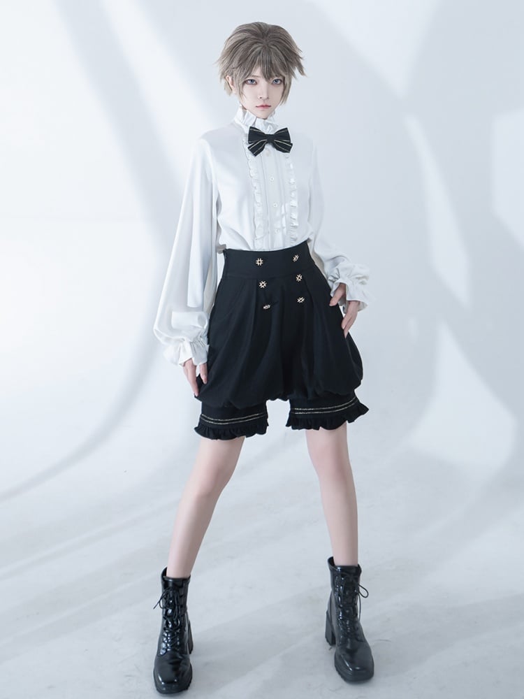 White Prince Ruffle Neckline Ouji Lolita Shirt