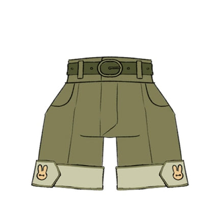 Green Ouji Fashion Shorts with Waist Belt