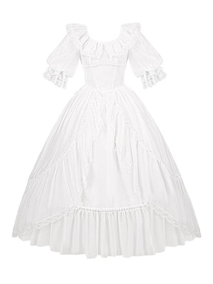 Basque Dress Boned Elastic White Classic Waist All Lolita Neckline