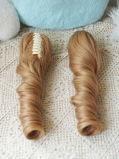 Blonde Bob Cut Straight Wig With Bangs＋Double Long/Short Ponytail Claw Clips