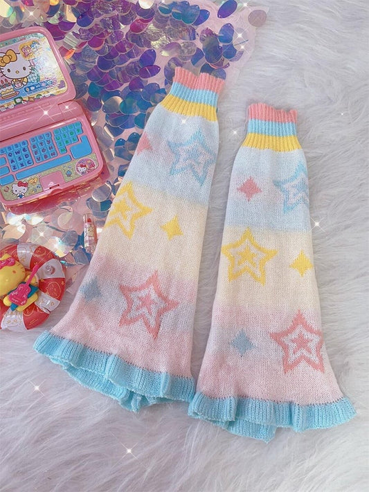 Dreamy Star Pattern Yume Kawaii Knitted  Leg Warmers
