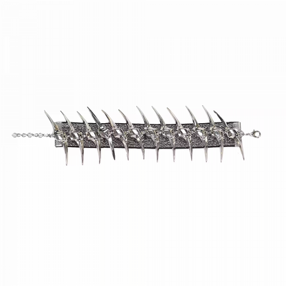Y3K Fashion Futuristic Cyberpunk Silver Snake Bone Bracelet
