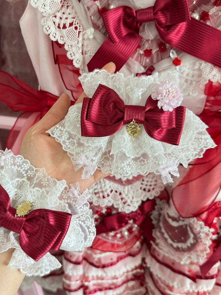 Pink/Purple/Blue/Red/White Bowknot Design Wrist Cuffs Floral