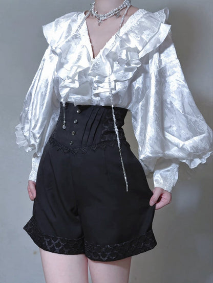 Corset Black Belt High Shorts Waist Boned Ouji Prince Lolita