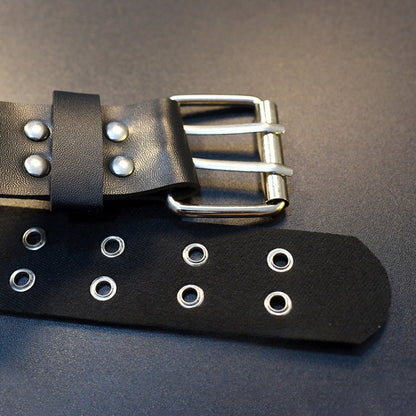 Black Cyberpunk Gothic Double-Buckle PU Garter