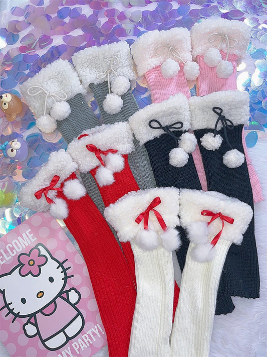 Christmas Vibes Pompons  Leg Warmers