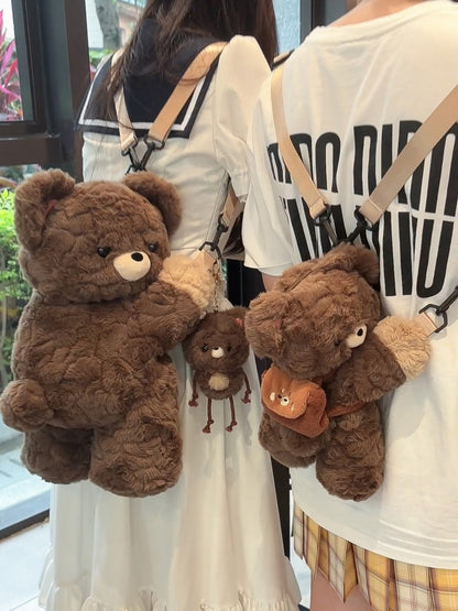 Cute Teddy Brown Plush Backpack/Crossbody