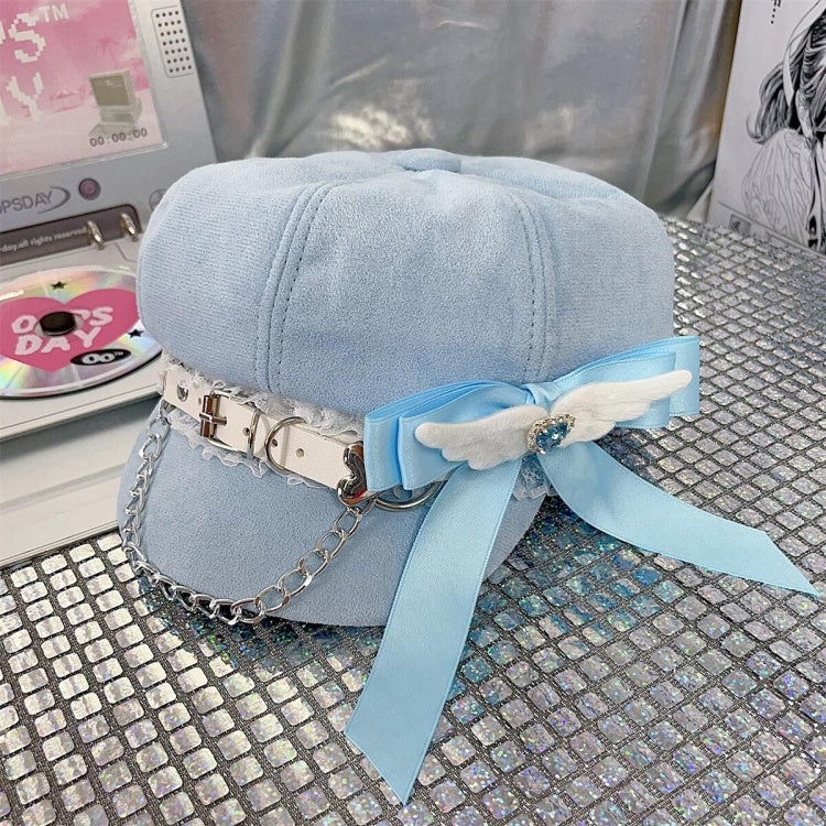 Angel Wings Rhinestoned Bowknot Jirai Kei Hat