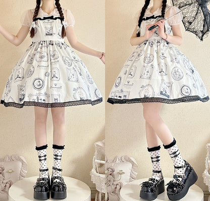 Cinnamoroll Picture Frame Lolita Dress High Waist Jumper Skirt