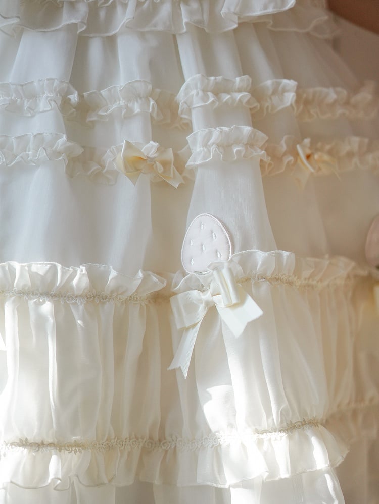 Robe Lolita en deux pièces avec nœud beige et volants