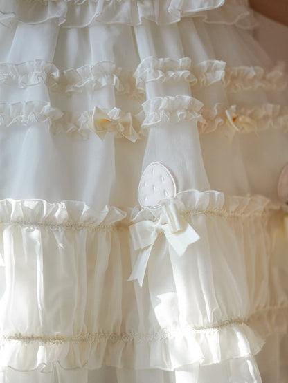 Robe Lolita en deux pièces avec nœud beige et volants