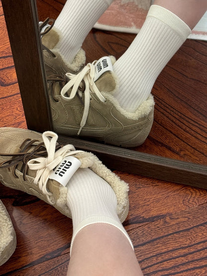 Calf Socks Pattern Striped White Lolita