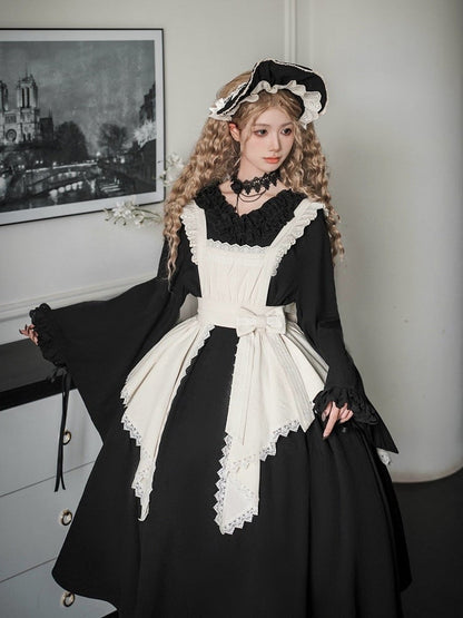 Beige Black and Lolita Bonnet