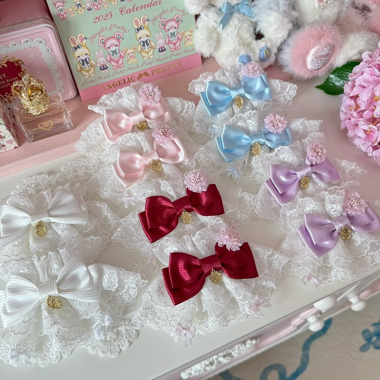 Pink/Purple/Blue/Red/White Bowknot Design Wrist Cuffs Floral