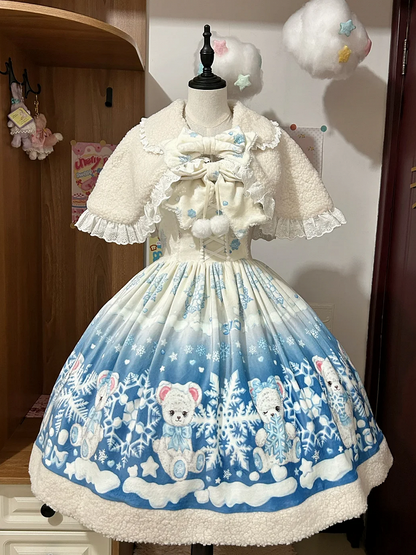 Ensemble complet jupe-pull Lolita bleu Teddy et Snowflake