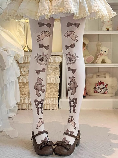 Brown/Pink Bunny and Bear Sweet Lolita Tights