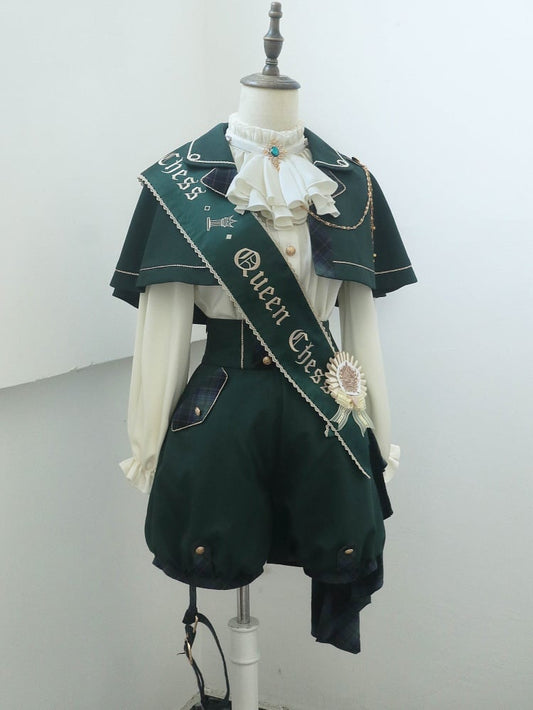 Slytherin Green Ouji Lolita Set Cape + High Waist Shorts