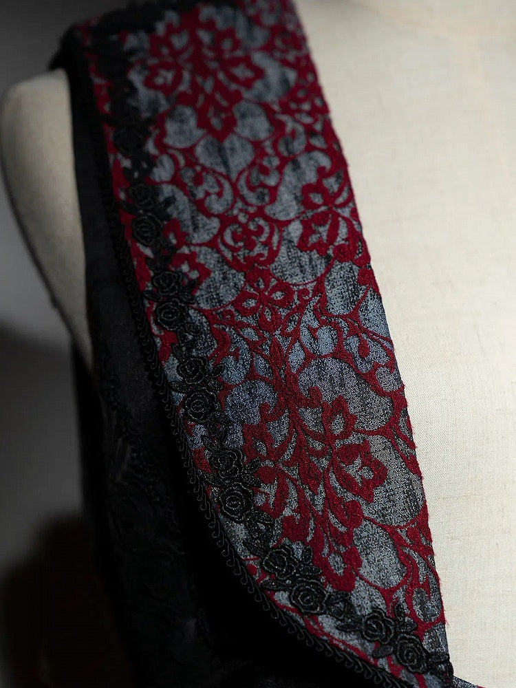 Gilet gothique Lolita noir et rouge Ouji à queue d'hirondelle
