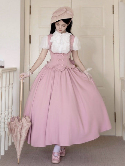 Bust Dress Edge Pink Under Scalloped Jumper Skirt Ruffle Lolita Trimming Classic Elegant