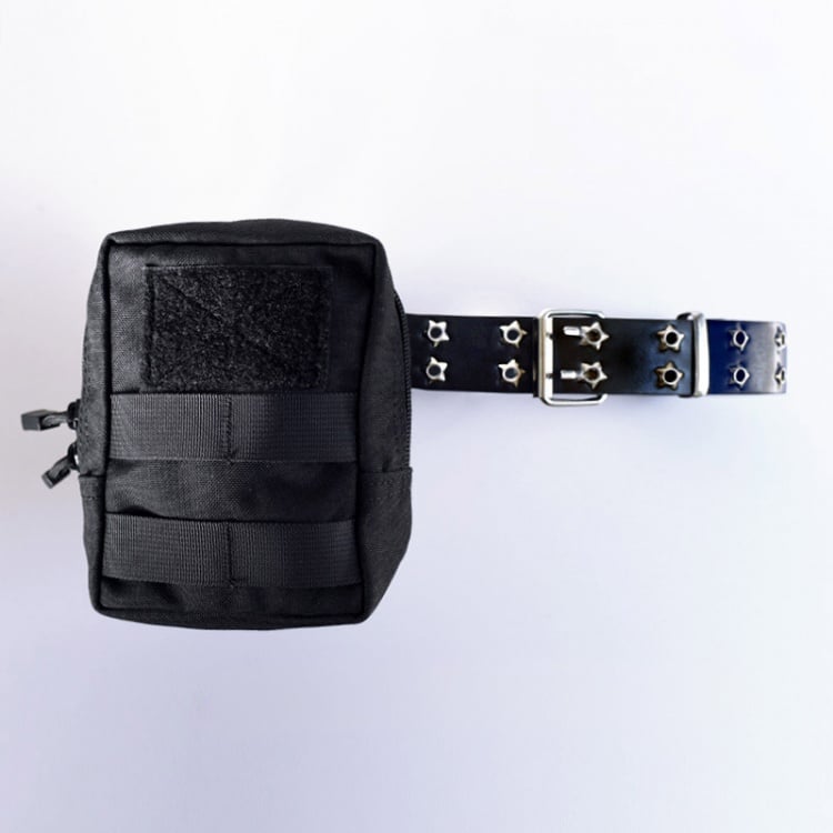 Black Cyberpunk Waist Belt with Waist Bag