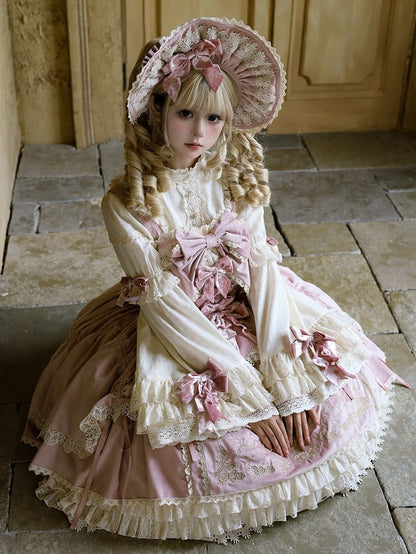 Bows / Dress Lolita Candle Decoration Pink Velvet JSK Embroidery