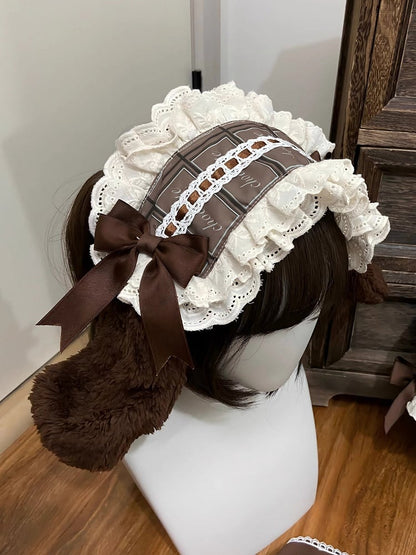 Cookies Lolita Waist Sweet Cute JSK Brown High and Fluffy Set Puppy Full Print
