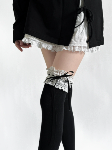 Ribbon Stockings Lace-Trimmed Bow Color 6 Options Sweet