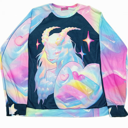 Gyaru Sweatshirt Bunte Cartoon Muster Mode