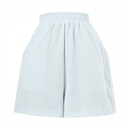 Light Blue Elastic Waist Straight-leg Shorts
