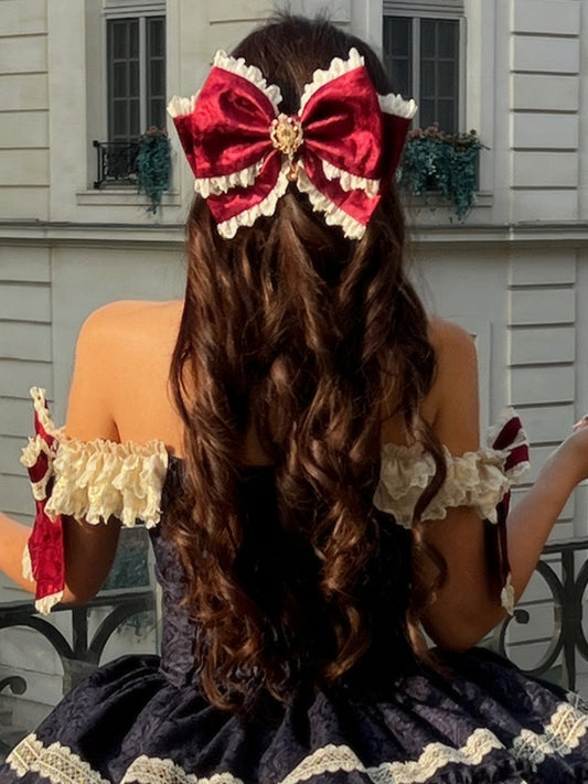 Barrette à cheveux à gros nœud Blanche-Neige 