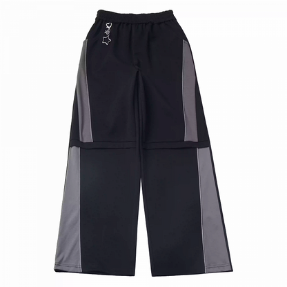 Pants Black  Gray Colorblock Design Techwear Casual