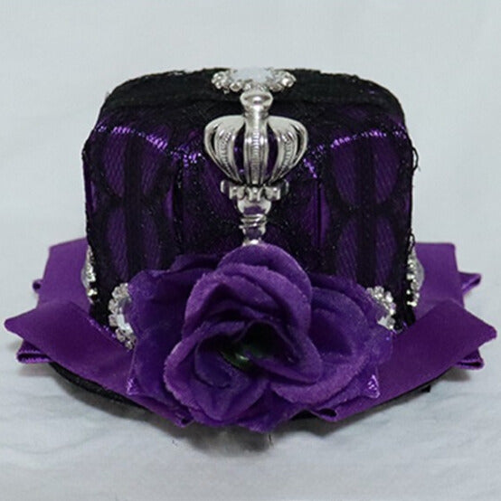 Lace Floral Mini Design Hat Crown Purple Trim Decorated