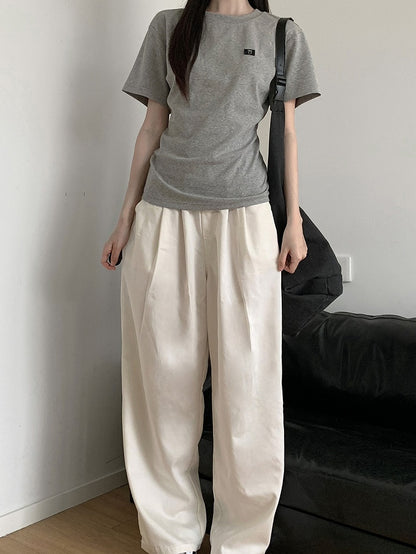 Gray/White Round Neck T-Shirt