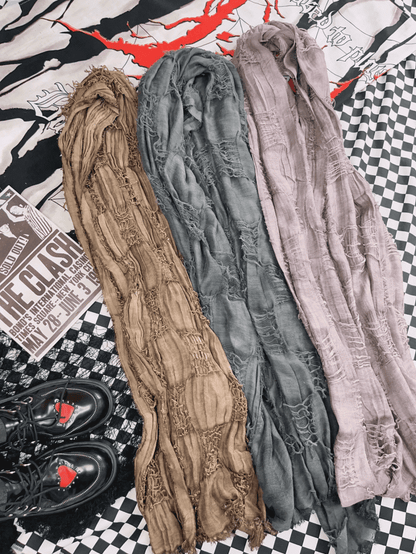 Gray Wasteland Punk Distressed Scarf