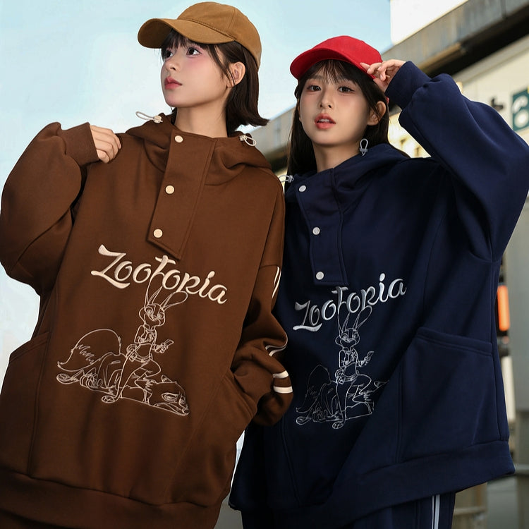 Zootopia Judy and Nick Graphic Brown Hoodie