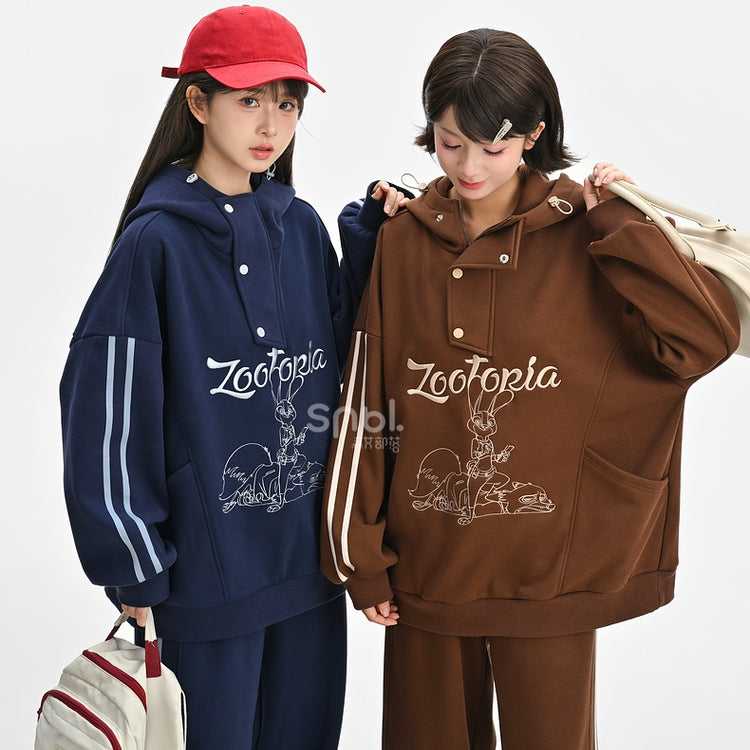 Zootopia Judy and Nick Graphic Brown Hoodie