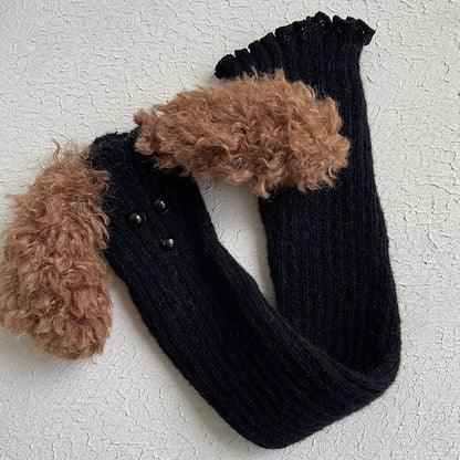 Grey Cute Puppy-shaped Knitted Cartoon Leg Warmers