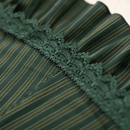 Historical Vibes Dark Stripped Neck Underbust Pattern Dress Halter Green