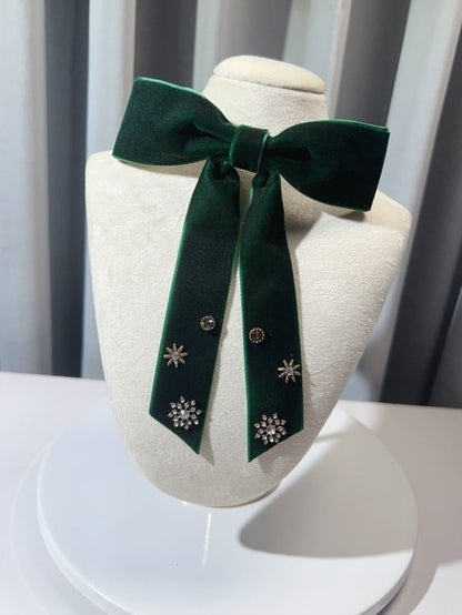 Rhinestones and Snowflakes Velvet Bow Tie