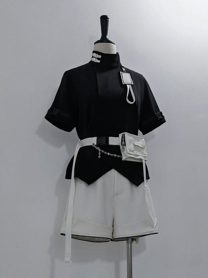 White Belt Buckle Waist Bag with Techwear Cyberpunk
