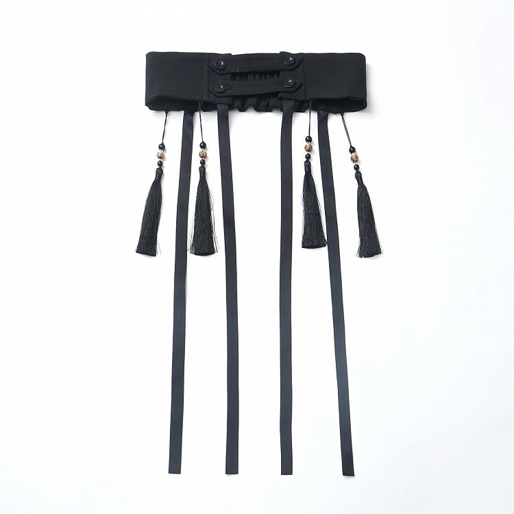Style Black Tassel Ribbon Corset Belt Cheongsam