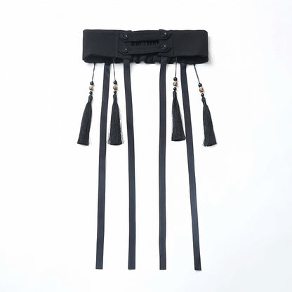 Style Black Tassel Ribbon Corset Belt Cheongsam