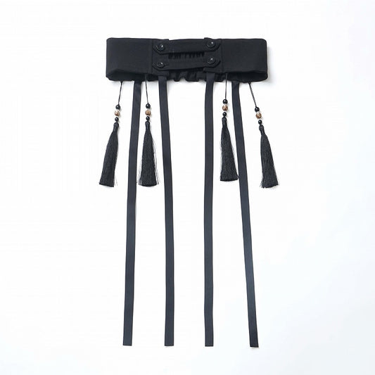 Style Black Tassel Ribbon Corset Belt Cheongsam