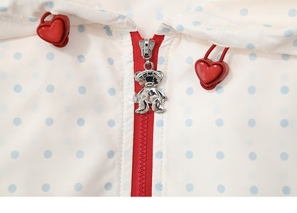 Sonnenschutzjacke Bear Vibes Schneehaube Weiß Polka-Dot Ohren Design Weiß Adorable