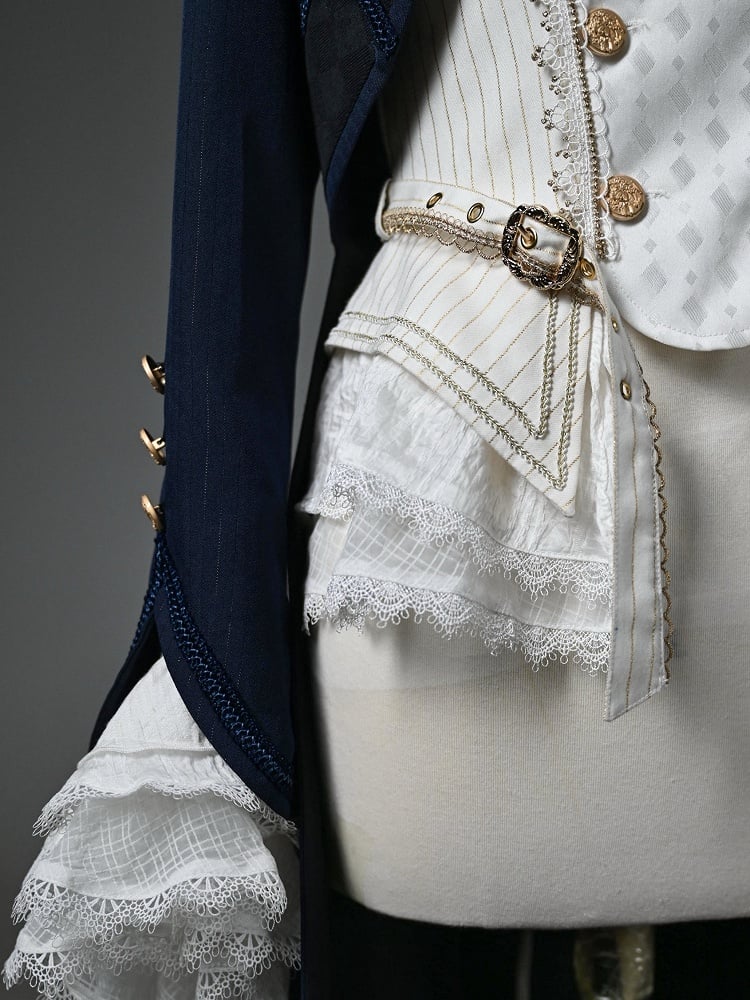 Dark Knight Top Long + Fashion Outfit Ouji - Sleeves Lolita White