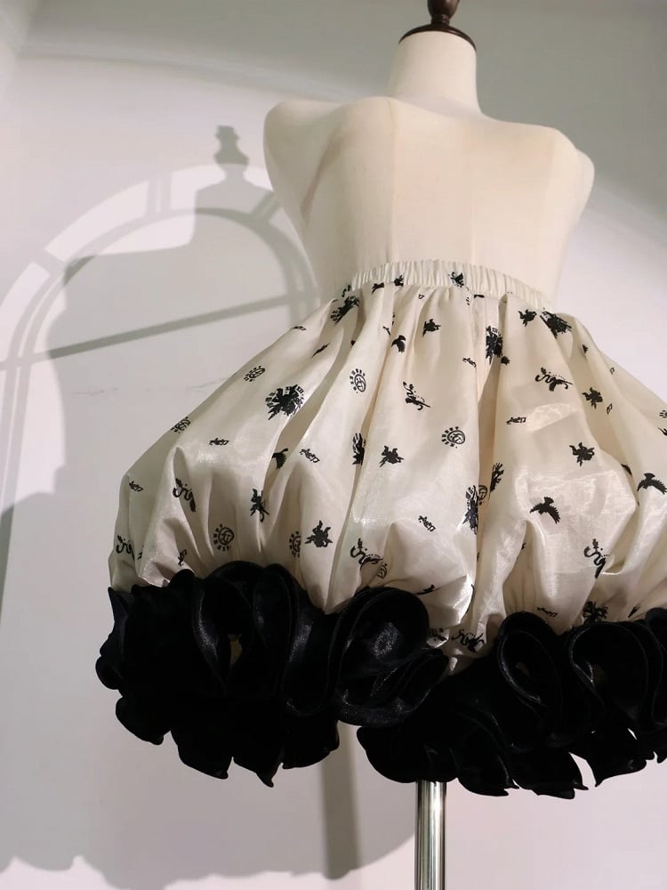 Full Lolita Circus Sleeves Black Set- Vibes Sweet and Puff White