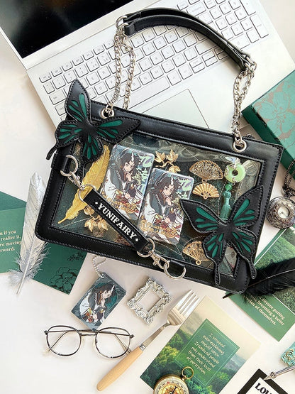 Ita Butterfly Capacity with Green Shoulder and Details Small Bag Gold – Spiderweb